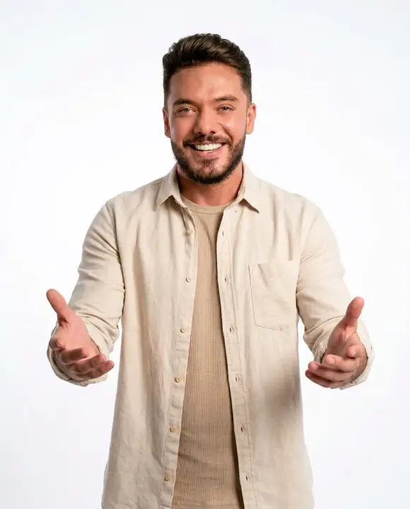 Resultado do prompt: Retrato masculino casual em fundo branco